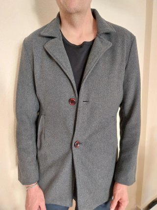 Chaquetón de paño gris hombre