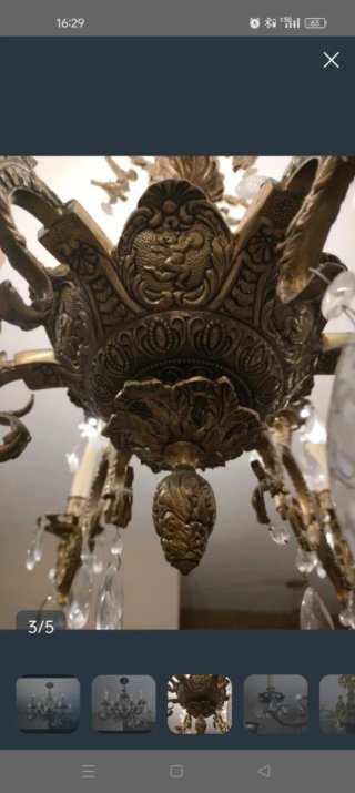 Lámpara de techo de bronce con cristales