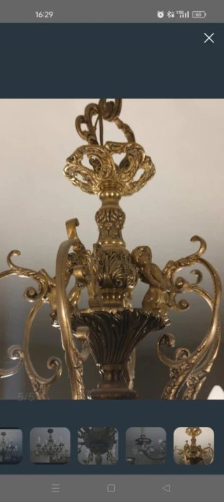 Lámpara de techo de bronce con cristales