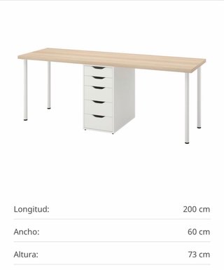 Scrivania in legno con cassettiera bianca