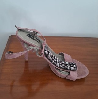 Sandalias LAMA vintage rosas con pedrería