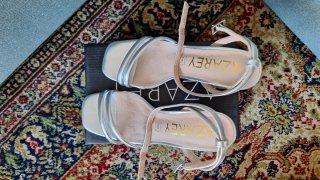Sandalias Azarey Plateadas Tacón Brillante