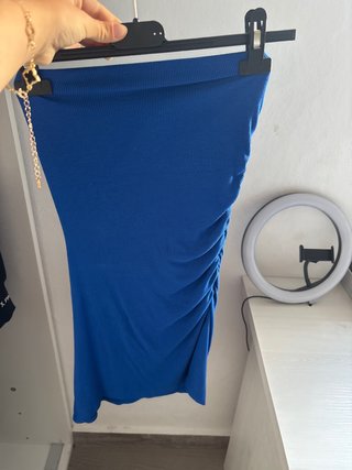 Vestido azul fruncido