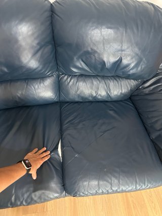 Juego de sofás de cuero azul