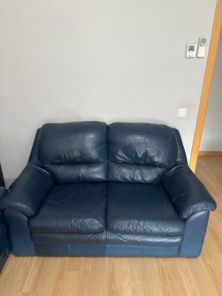 Juego de sofás de cuero azul