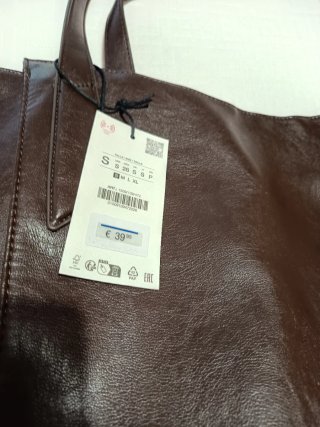 Bolso Zara polipiel marrón alto bolsillo