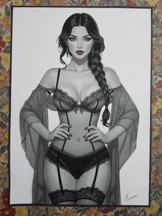 Dipinto quadro disegno donna lingerie