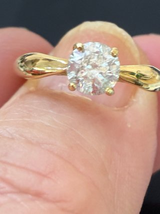 Anillo Oro 18k Diamante Natural 0.75 Ct, D/SI2