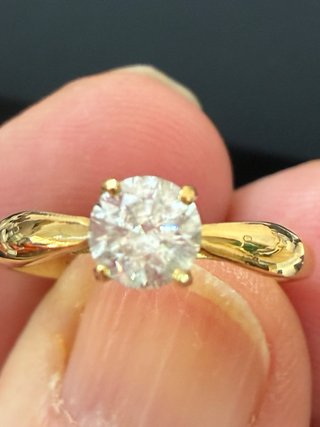 Anillo Oro 18k Diamante Natural 0.75 Ct, D/SI2