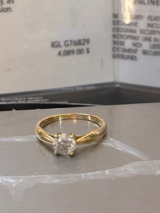Anillo Oro 18k Diamante Natural 0.75 Ct, D/SI2