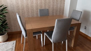 4 Sillas Comedor Modernas Tela y Metal