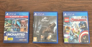PS4 Juegos: Uncharted, Jurassic World, Lego Avenge