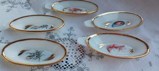 Set di 5 mini vassoi dorati con frutti di mare