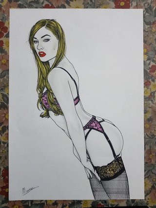 Dipinto quadro disegno donna lingerie