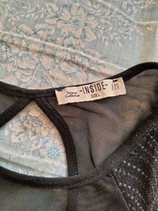 Blusa Inside Talla L Negra con Brillo
