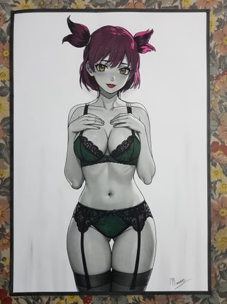 Dipinto quadro disegno donna lingerie
