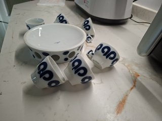 6 Tazas Queimada Sargadelos y Soporte