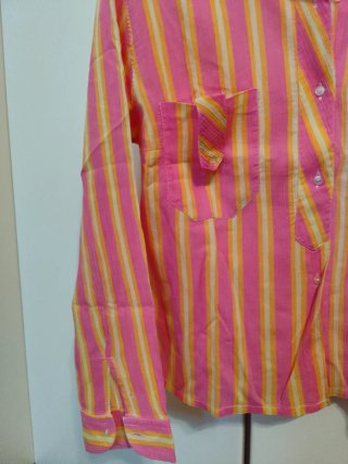 Camicia V. Rosii righe rosa e arancio