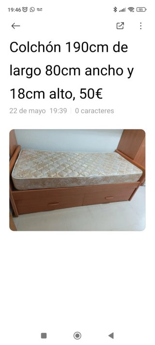 Cama con 2 cajones madera 80x190cm