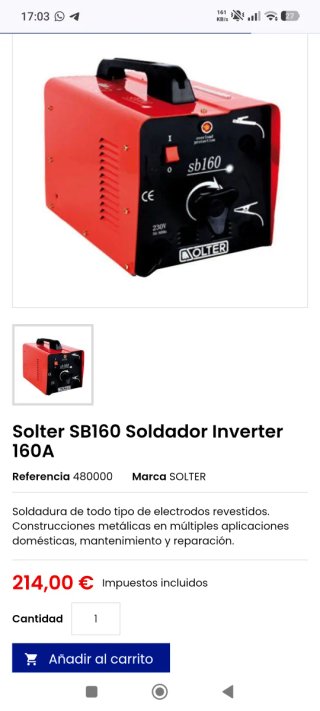 Soldador Inverter Solter SB160 160A