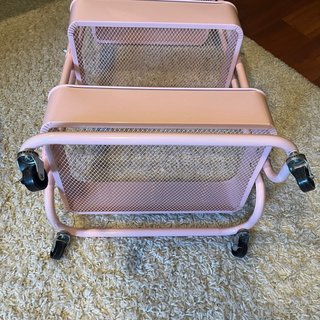 Carrito 3 niveles rosa con ruedas