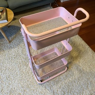 Carrito 3 niveles rosa con ruedas