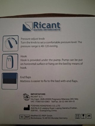 Materassino Antidecubito Ricant SY200 con Pompa