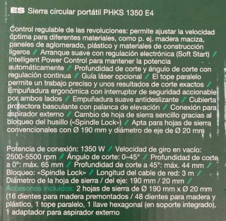 Sierra Circular Portátil Parkside PHKS 1350 E4