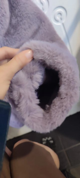 Abrigo peluche niña capucha morado