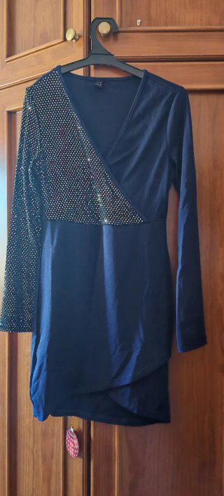 Vestido fiesta manga larga lentejuelas