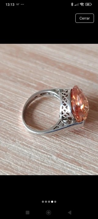 Anillo Plata y Citrino Naranja
