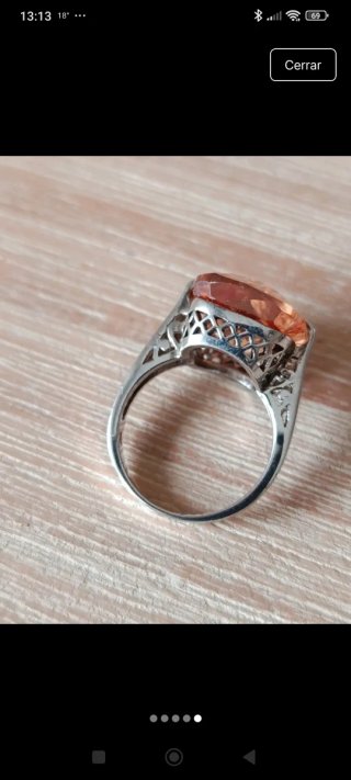 Anillo Plata y Citrino Naranja
