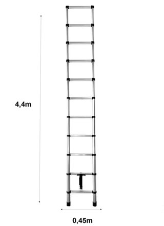 Escalera Telescópica 4.4m + 5 Pares Guantes Piel