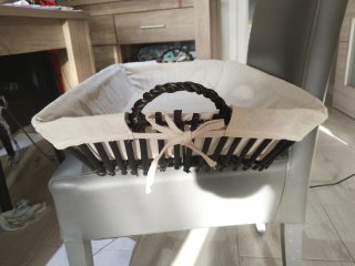 Cesta mimbre forro beige 60x40
