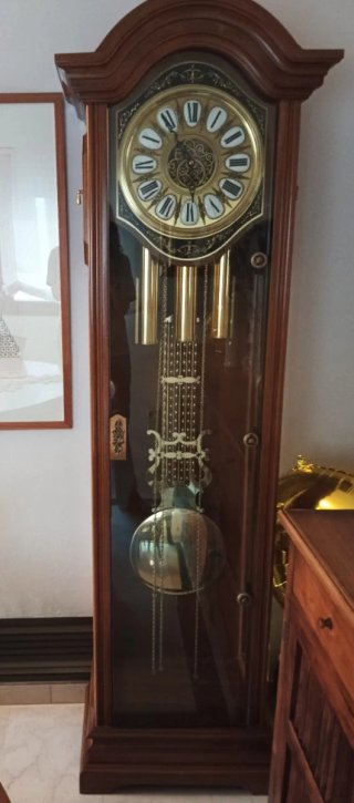 Reloj de pie madera péndulo y pesas