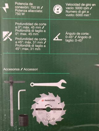 Sierra Circular Portátil Parkside PHKS 750 A1