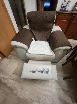 Sillón relax piel blanco y marrón