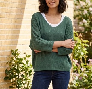 Jersey fino verde oversize talla única