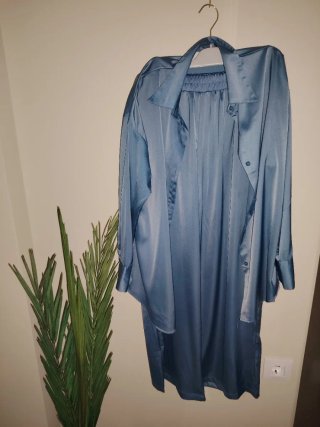 Conjunto satinado azul talla única