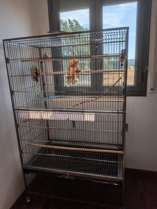 Jaula grande para pájaros multicolor