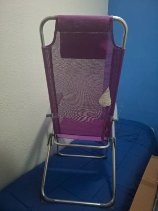 2 Sillas Playa Plegables Morado  y Gris.