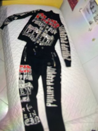 Felpa Philipp Plein nera con stampe brillantinate