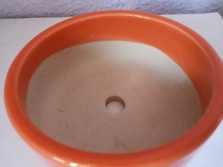 Maceta cerámica naranja para bonsai