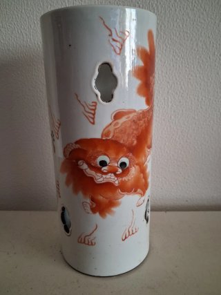 Jarrón Chino Porcelana Naranja