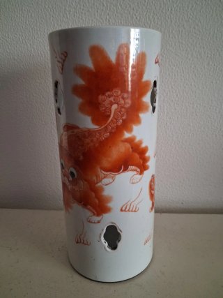 Jarrón Chino Porcelana Naranja