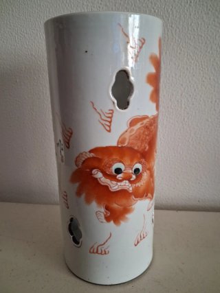 Jarrón Chino Porcelana Naranja