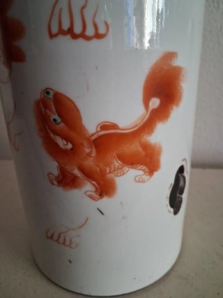 Jarrón Chino Porcelana Naranja
