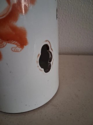 Jarrón Chino Porcelana Naranja