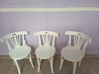 Lote 3 Sillas Madera Blancas Antiguas