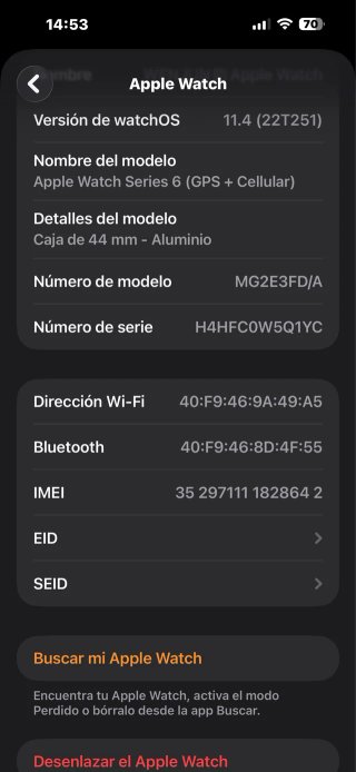 Apple Watch Series 6 44mm GPS + Cellular W5Q1YC